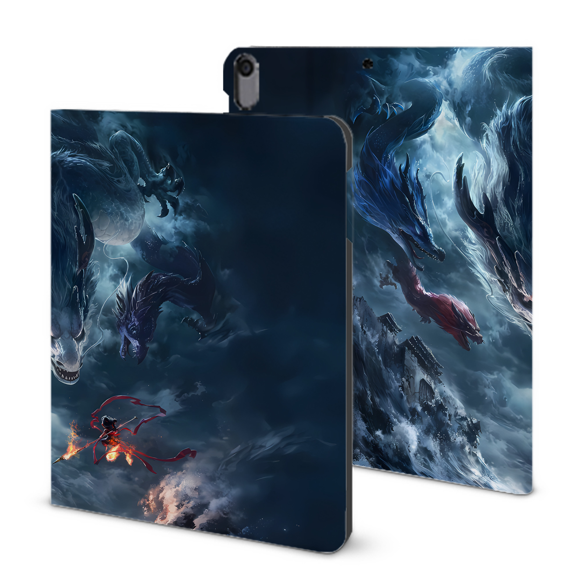 （画像用） Ne Zha 2 ナタ 魔童の大暴れ IPad ケース ブック型 PUレザー TPU 耐衝撃 軽量 薄型 ペン収納なし 全面保護 IPad 各モデル対応